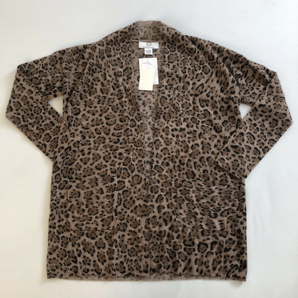 M Magaschoni Women's Leopard Cashmere Cardigan - Picture 3 of 6